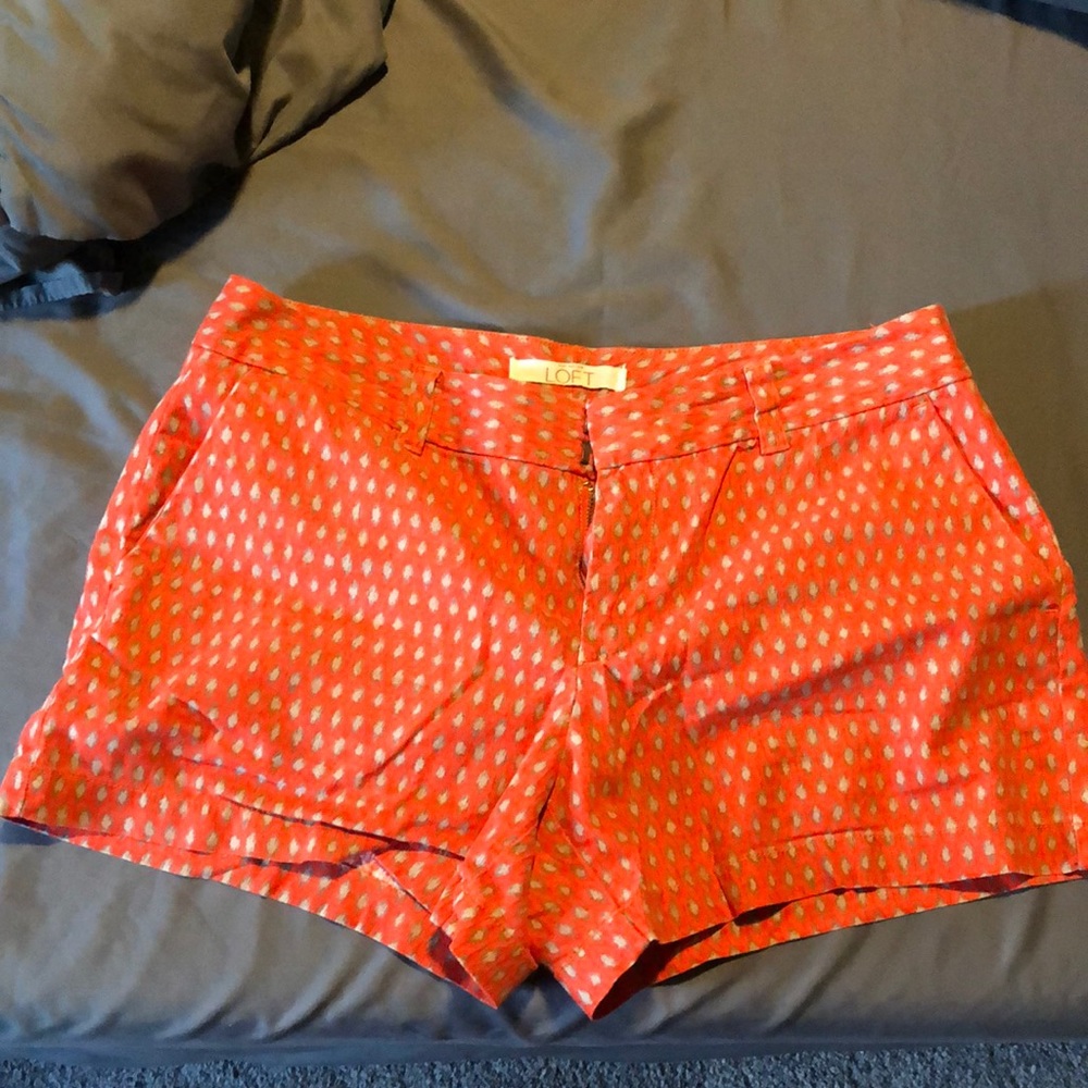 Orange Chino Shorts with Batik Pattern